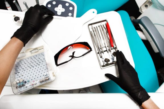 Close up of some dental tools